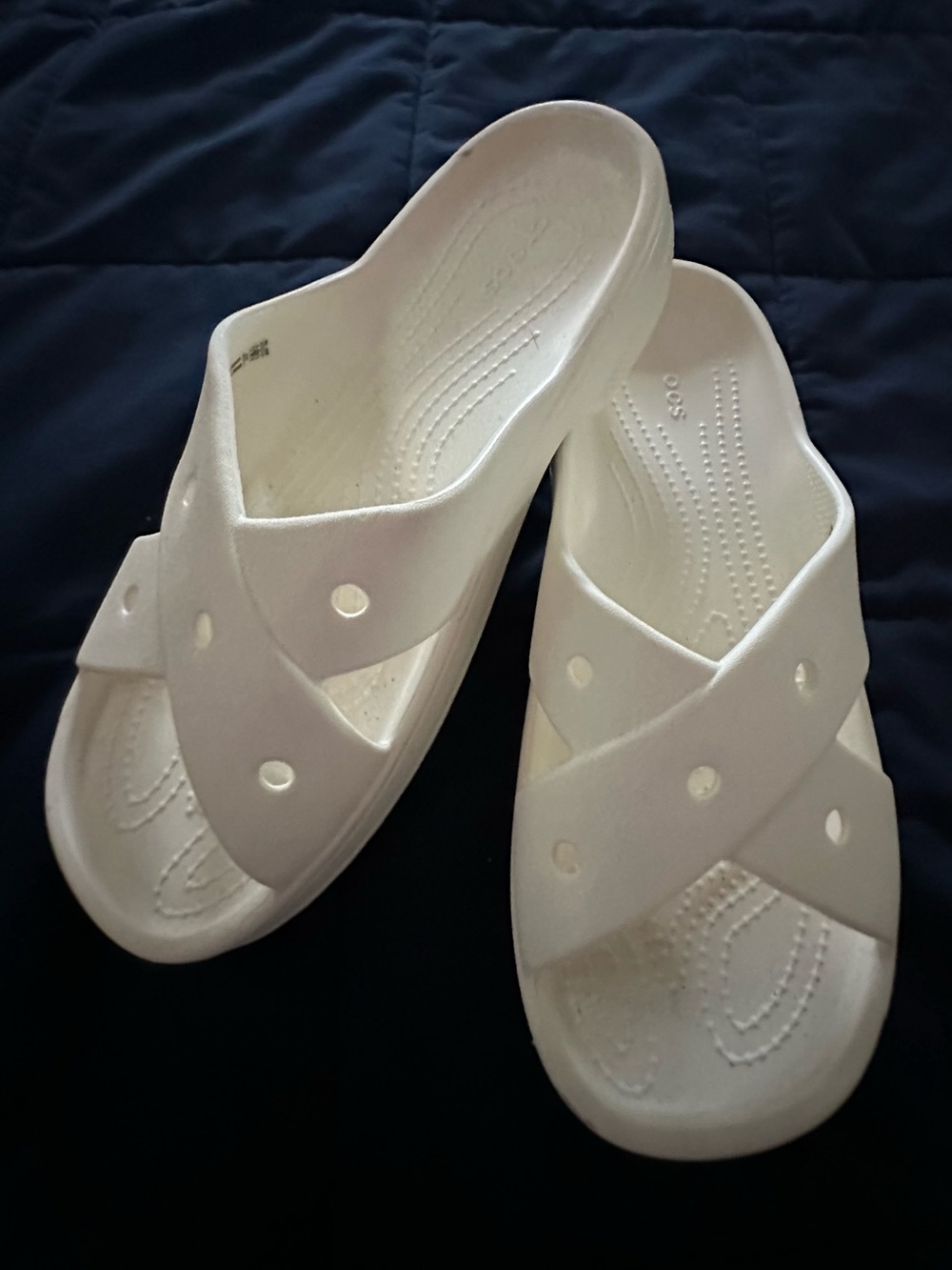 Crocs White Women's Cross-Strap Slide Sandals